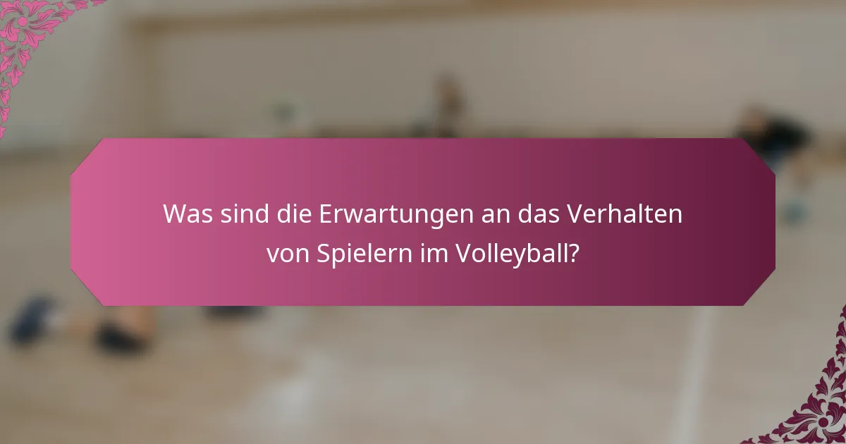 Was sind die Erwartungen an das Verhalten von Spielern im Volleyball?