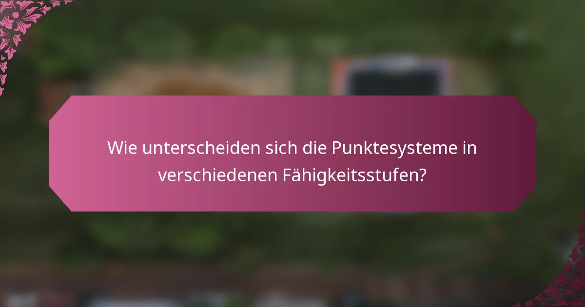 Wie unterscheiden sich die Punktesysteme in verschiedenen Fähigkeitsstufen?