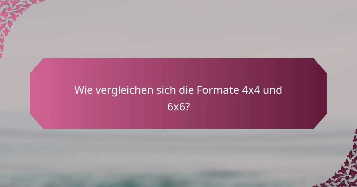 Wie vergleichen sich die Formate 4x4 und 6x6?